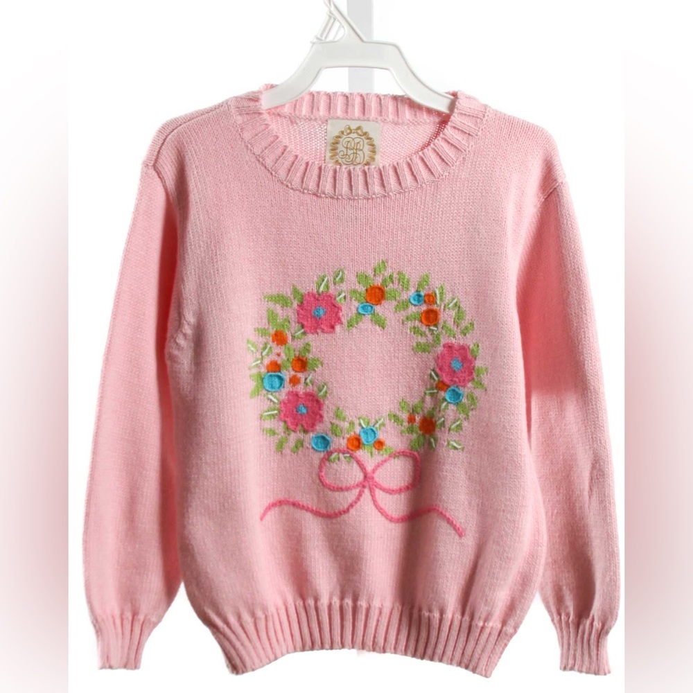 Beaufort Bonnet Company Isabelles Intarsia Wreath Sweater Palm Beach Pink Sz 5